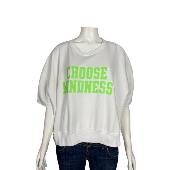 PINK Victoria's Secret Tops - PINK Victoria's Secret Short Sleeve Sweatshirt Large White Choose Kindness Crop